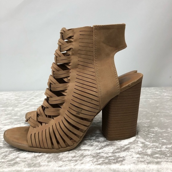 Dolce Vita Vegan Suede Open Toe Tan Booties size 10 - Picture 3 of 11